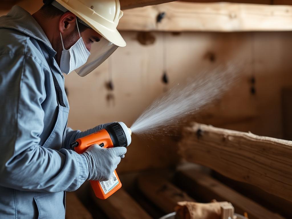 Traitement insecticide et fongicide d'une charpente en bois